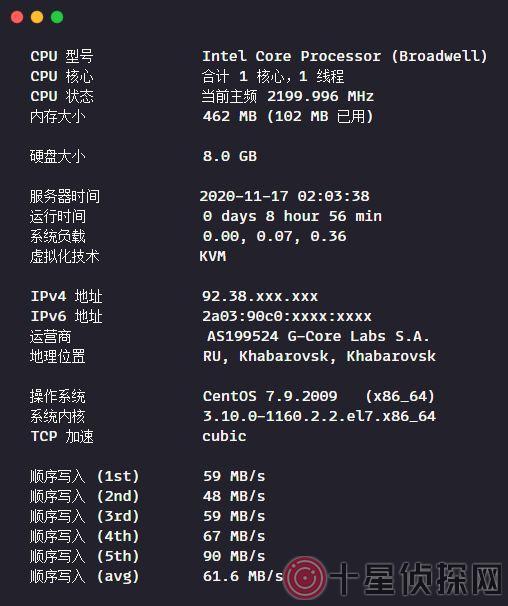 Gcorelabs VPS测评：俄罗斯伯力机房速度/延迟/路由测试